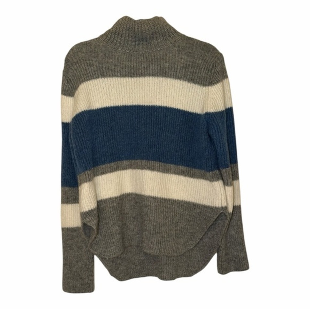 Zara Gray and Blue Striped Wool & Mohair Blend Turtleneck Sweater